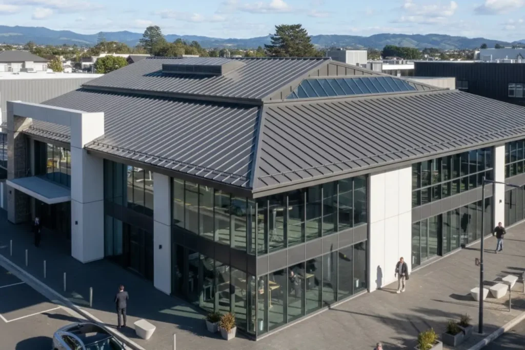 Roof Replacement Waikanae commercial roofing project by the best roof replacement company in Waikanae featuring modern metal roof systems