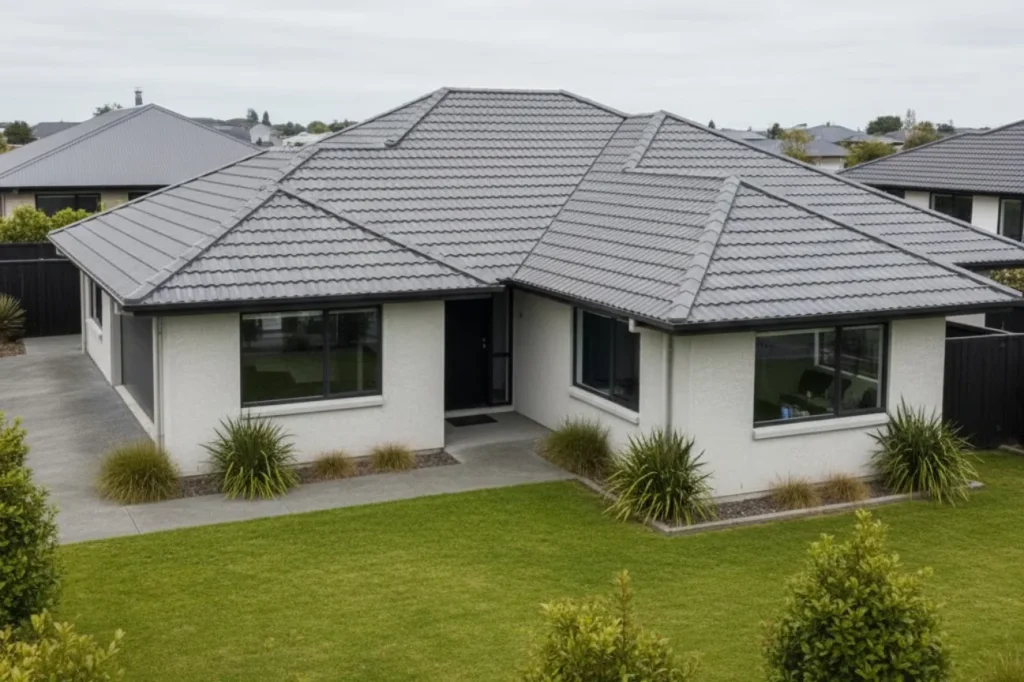Concrete tile roof replacement completed by Roofing Roofing Company Paraparaumu on a residential property