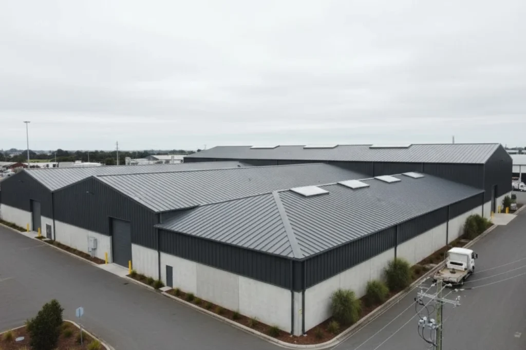 Large scale industrial roofing system installed by Roofing Roofing Company Paraparaumu for commercial facilities