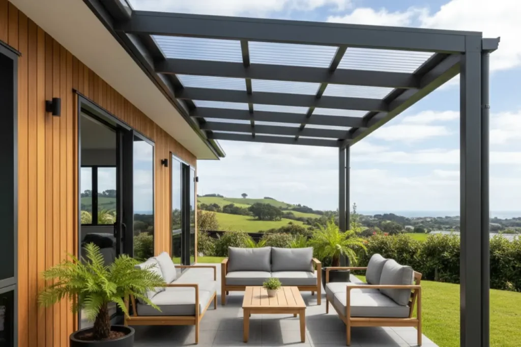 Stylish patio roofing installation by Roofing Porirua creating a sheltered outdoor living space