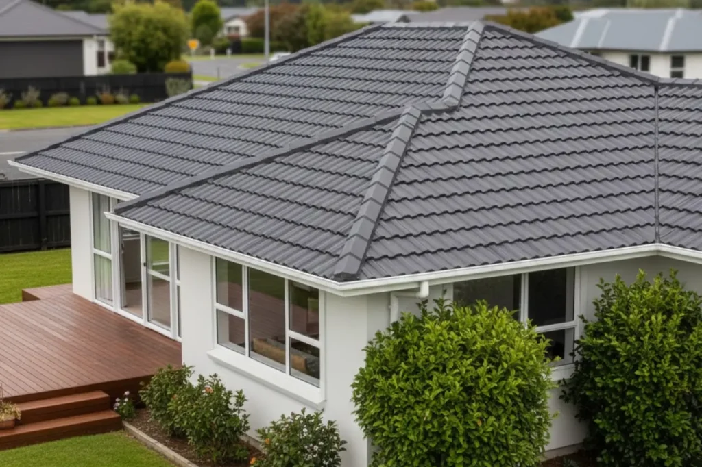 Roofing Upper Hutt roof restoration completed on a residential home with refreshed tiles and improved appearance